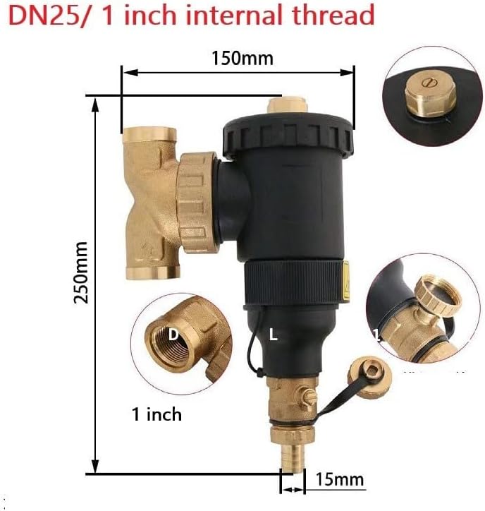 Boiler Water Filter And Magnetic Sludge Separator For HVAC Systems With Stainless Steel Mesh And DN20 To DN32 Threaded Connections(DN25/1 inch female) - Image 3