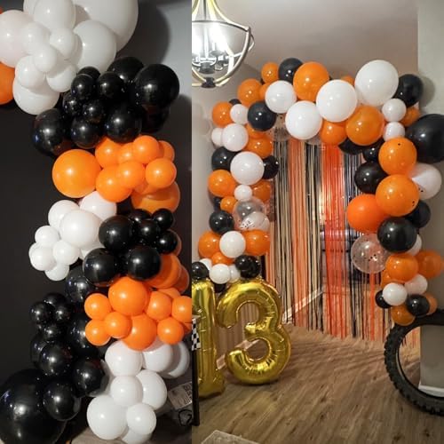 136pcs Black Orange White Balloon Garland Kit - 18/12/10/5 Inch Balloons - Image 4