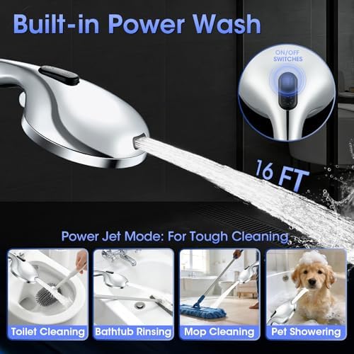 Shower Head with Handheld, High Pressure 10 Spray Modes, Chrome - Image 3