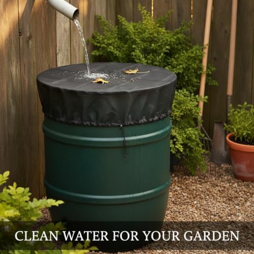 Black Polyester Rain Barrel Mesh Filter Cover, Debris Screen for Open-Top Water Containers up to 39.4 Inches, 1 Pack - Image 3