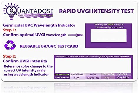 2nd Gen QuantaDose® Reusable UVC Light Test Card with UV Intensity Strip Sensitive to UVA/UVB/UVC Light by QuantaDose