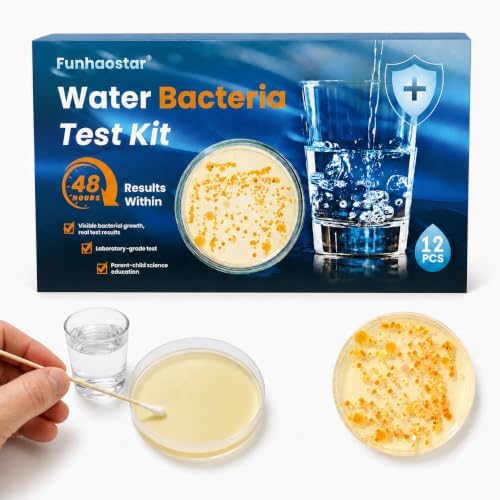 Bacteria Water Test Kit for Drinking Water, 12-Pack Well Water Testing Kit for Coliform and E. coli, At-Home Testing for Well, Tap, City and Pool Water, Includes Free Lab Analysis by Funhaostar