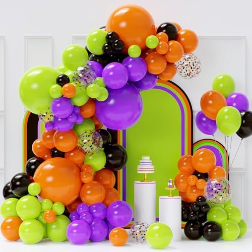 Halloween Balloon Arch Kit, 129Pcs Orange and Black Latex Balloons by Myafqsj