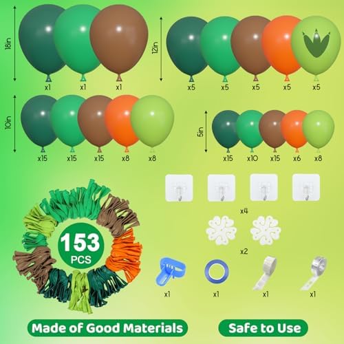 Amandir 153pcs Dinosaur Balloons Arch Garland Kit Different Sizes - Image 3