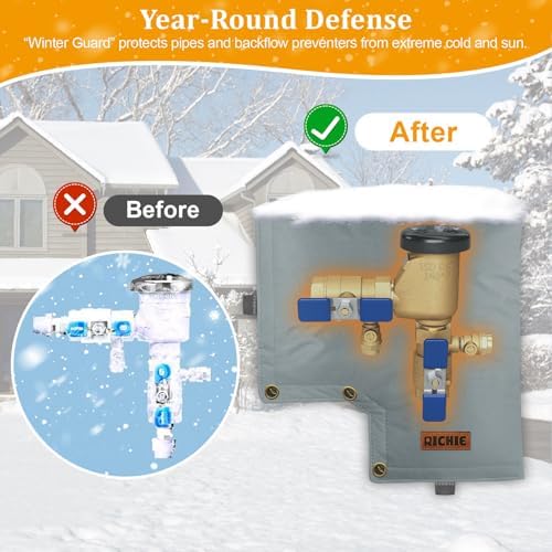 Backflow Preventer Insulated Cover (5°F) for Winter Freeze Protection, 13" W x 12" H Thickened Pressure Vacuum Breaker & Well Pump Cover, Outdoor Waterproof Insulation Pouch for Sprinkler Valve, Grey - Image 4