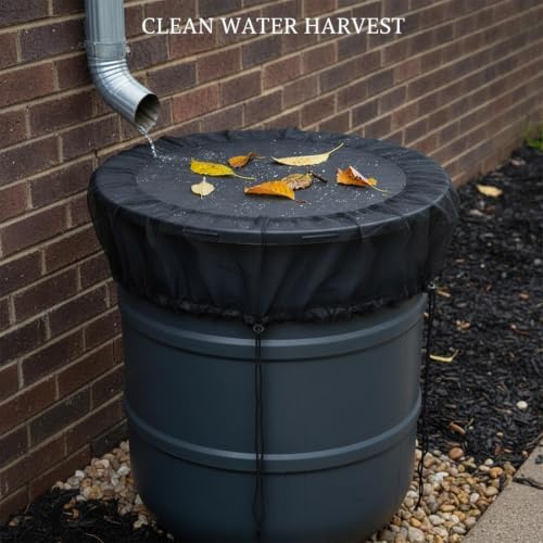 Black Polyester Rain Barrel Mesh Filter Cover, Debris Screen for Open-Top Water Containers up to 39.4 Inches, 1 Pack - Image 2