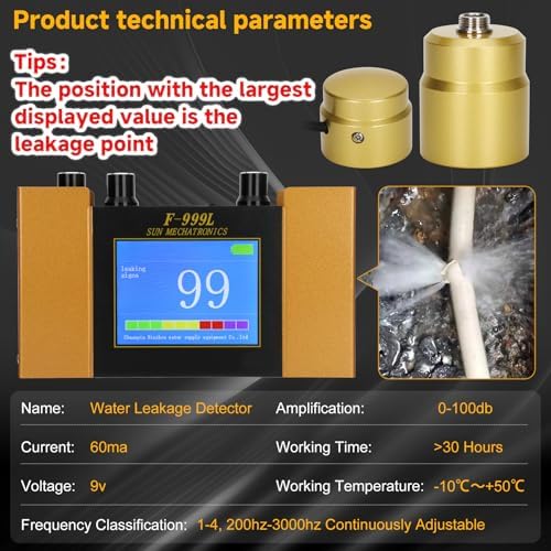 Underground Water Leak Detector, Water Pipe Leak Detector, Two Size Sensors Precise Positioning, High-Sensitivity Digital Display Leakage Sensor, Carrying Case - Image 4