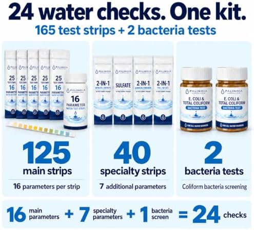 24 in 1 Complete Drinking Water Test Kit, 165 Strips + 2 Bacteria Tests - Image 2