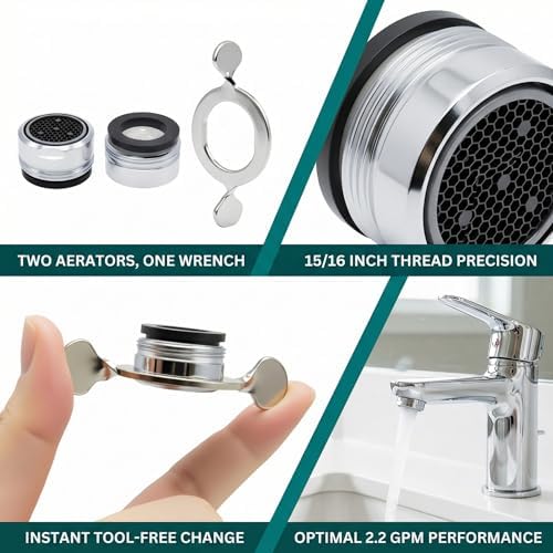 2-Pack RP330 Faucet Aerator with Removal Wrench, 2.2 GPM, Chrome - Image 5