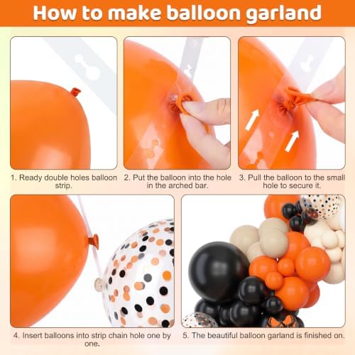 153pcs Halloween Balloon Arch Garland Kit Orange and Black Ghost Balloons - Image 5