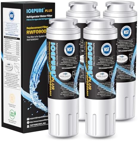 ICEPURE PLUS NSF/ANSI 53 Certified UKF8001 Refrigerator Water Filter Compatible with Maytag UKF8001, UKF8001AXX, UKF8001P, Whirlpool 4396395, 469006, EDR4RXD1, EveryDrop Filter 4, 4 Pack by ICEPURE