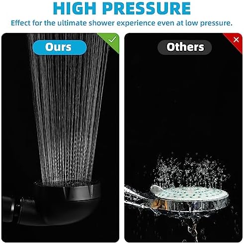 Marbrasse High Pressure Shower Head, 3-Settings Handheld Showerhead with ON/Off Full Shutoff Push Button and Switch to Control Flow, Angle-Adjustable Water Saving Body Sprays (Matte Black) - Image 4