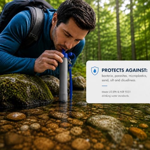 Portable Water Filter Straw, Personal Survival Water Purifier for Hiking Camping Backpacking, Emergency Preparedness Gear, Lightweight Water Filtration Straw for Outdoor Travel - Image 6