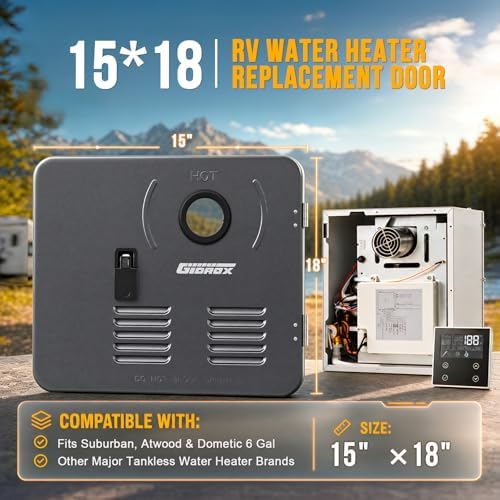 15 x 18 Inch RV Tankless Water Heater Door Kit, Dark Gray Water Heater Access Door for RV Water Heaters, Galvanized Steel, Door Only - Image 2