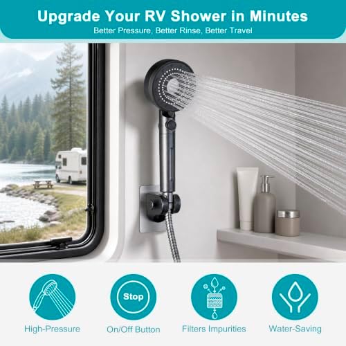 Handheld Filter RV Shower Head with On Off Switch - Image 2