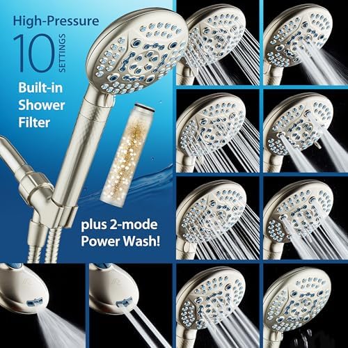 AquaCare 4X 10-Mode High Pressure Hand Shower w/Filter & 2-mode Power Wash - Image 4