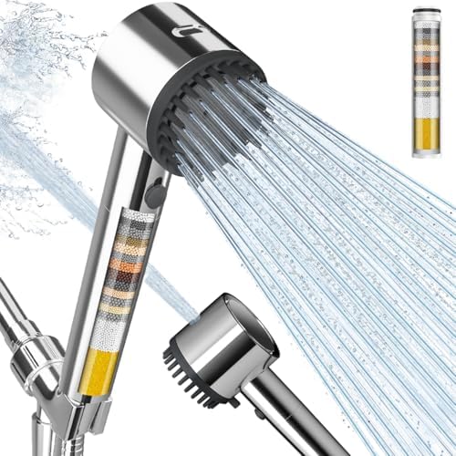 Filtered Shower Head with Handheld, 5 Spray Mode Showerhead with Filters by Cobbe