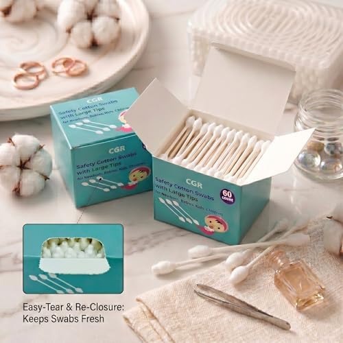 CGR 300pcs Portable Baby Safety Cotton Swabs, Paper Sticks, 5-Pack - Image 3