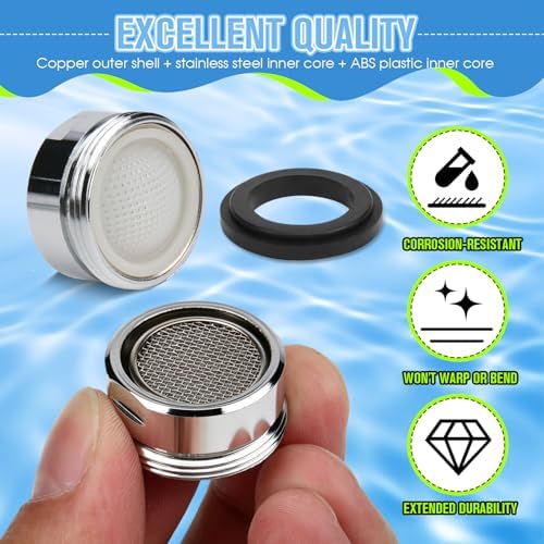4Pcs Faucet Aerator Replacement, 15/16" 24mm Stainless Steel Rustproof High Flow Water Saving Sink Aerators M24 Male Thread, Universal Bathroom Kitchen Faucet Parts - Image 3