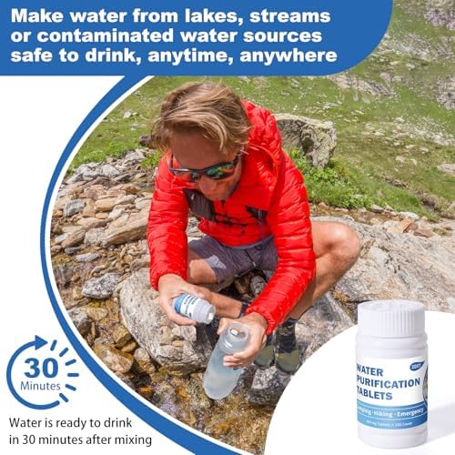 Water Purification Tablets (100 Count) - Water Tablets Purification for Drinking for Camping, Boating, Hiking, Backpacking, Emergencies - Portable Water Treatment for Safe Drinking Anywhere - Image 2