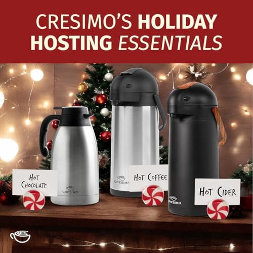 Thermal Coffee Carafe 68 oz by Cresimo – Updated 2025 Model – Insulated Black Stainless Steel Coffee Urn & Drink Dispenser, Keeps Drinks Hot 12h / Cold 36h – Durable & Easy to Pour - Image 3