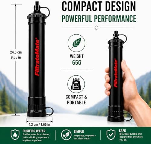 Original Defense® FiltrateMate Portable Water Filter Straw – High-Performance Nanofiber Filtration for Emergency Preparedness, Hiking, and Camping – Purifies up to 1,000 Liters - Image 4