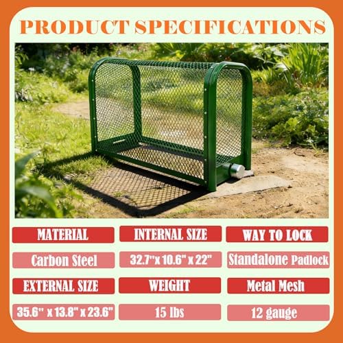 35.6″ L x 14″ W x 24″ H BIGalleons Backflow Security Cage, Green Metal Backflow Preventer Enclosure, Backflow Cage Cover with Locks(Medium) - Image 3