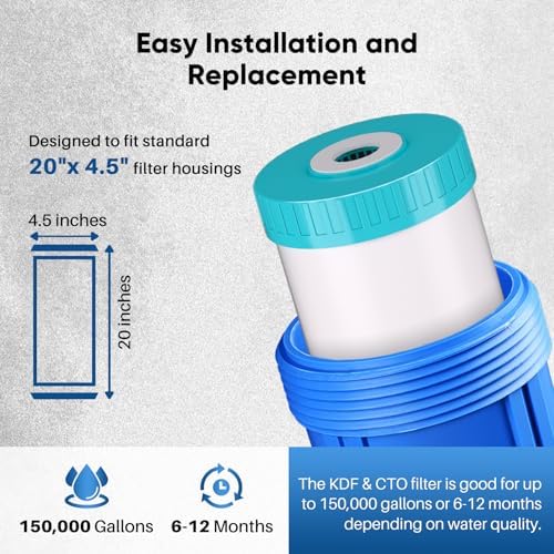 PUREPLUS 20"x4.5" Whole House KDF Water Filter, Heavy Metal Removal, 1 Pack - Image 6