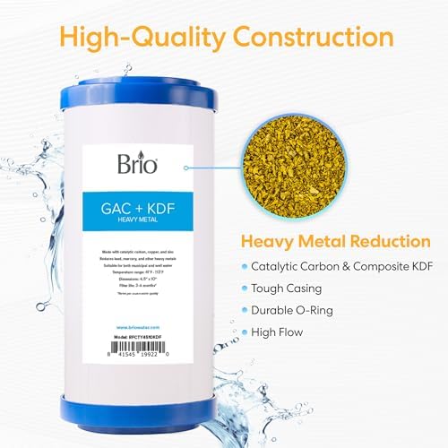Brio RFCTY4510KDF | GAC + KDF Heavy Metal Filter for Whole House Water Filter System (Universal Replacement) Fast-Flow | Removes Dirt, Improves Taste & Protects Appliances | 4.5" x 10" - Image 3