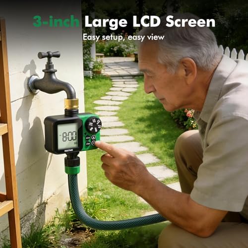 RESTMO Water Timer, Oversized LCD Sprinkler Timer with Brass Inlet - Image 5