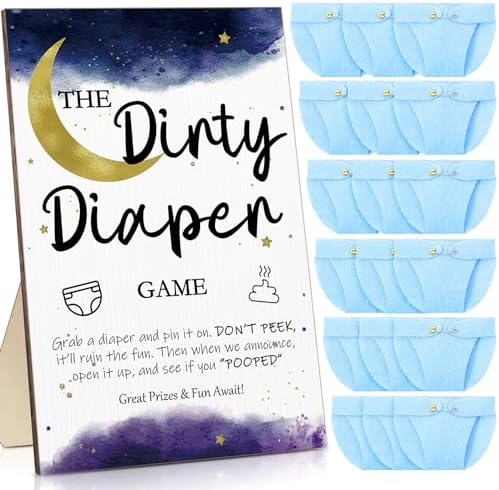 Roowest 51 Pcs Dirty Diaper Baby Shower Games, Star Moon by Roowest