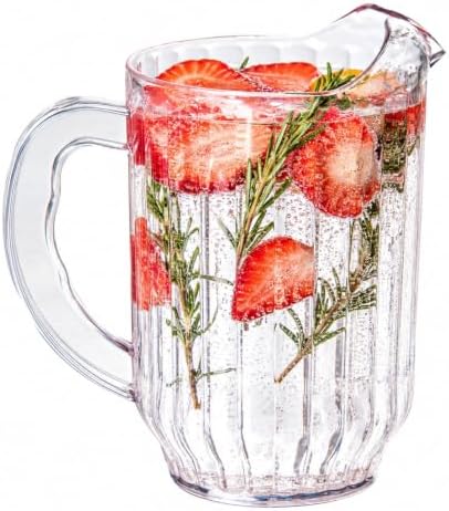Restaurantware 60 oz Clear Plastic Water Pitcher, Ribbed Carafe, 1 Count by Restaurantware