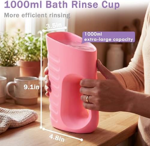 Babylush Baby Bath Rinse Cup & Rinser – 1000ml Soft EVA, 0.3lb Lightweight, BPA-Free Bath Water Pourer, Baby Bath Pitcher, Shower Cup for Kids (Pink) - Image 5