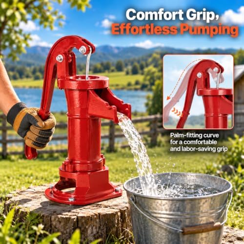 XtremepowerUS Well Hand Pitcher Antique Pitcher Manual Hand Pump Operated up to 25' ft Max Lift Patio Water Well Fountain for Outdoor Garden, Pond, Backyard, Farm - Image 5