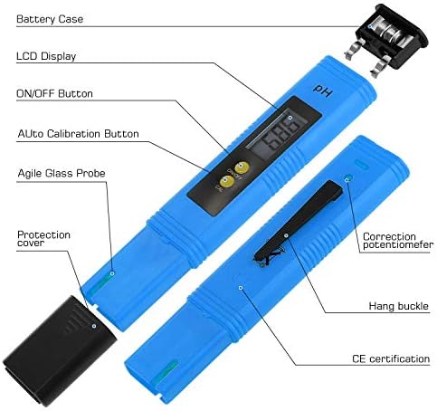 PH Meter for Water Hydroponics Digital PH Tester Pen 0.01 High Accuracy Pocket Size with 0-14 PH Measurement Range for Household Drinking, Pool and Aquarium (1, Blue, Normal) - Image 2