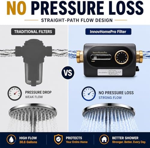 Whole House Spin Down Sediment Filter, 40 Micron Dual-Layer Flushable Pre-Filter for Well & City Water, Anti-Clog Design, Horizontal/Vertical Installation, Reusable Brass Water Filter - Image 2