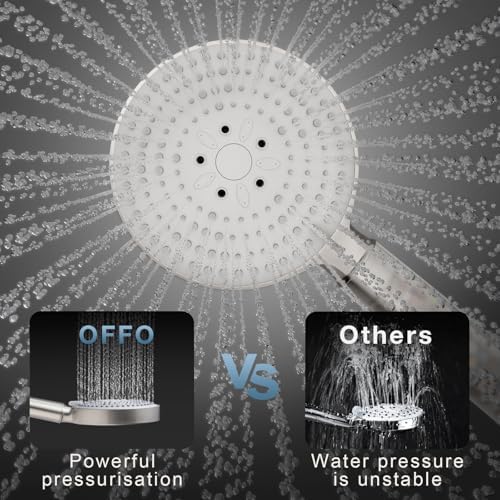 OFFO Handheld Shower Head with Filter, 20 Stage Shower Head with Filters for Hard Water, 6 Modes High Pressure Shower Head to Remove Chlorine, Brushed Nickel - Image 3
