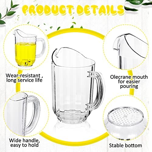 Tessco 3 Pcs Plastic Pitchers 60 Oz Clear Water Beer Jug Large,Classic - Image 3