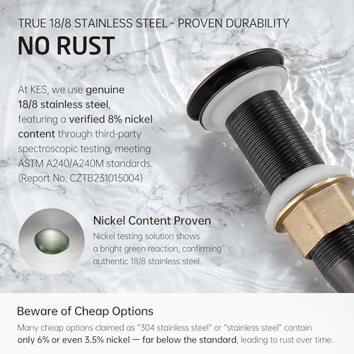 KES Bathroom Sink Drain with Strainer Basket Hair Catcher Anti Clog Pop Up Drain Stopper Vanity Vessel Sink Without Overflow, Oil Rubbed Bronze S2013D-ORB - Image 4
