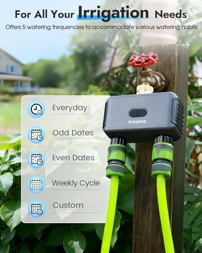 Insoma 2-Zone WiFi Water Timer for Garden Hose, WiFi Hose Timers with Brass Inlet, No-Gateway 2.4GHz Remote APP & Voice Control (Alexa/Google), Rain Delay & Manual Mode for Yard Lawn Garden Watering - Image 3