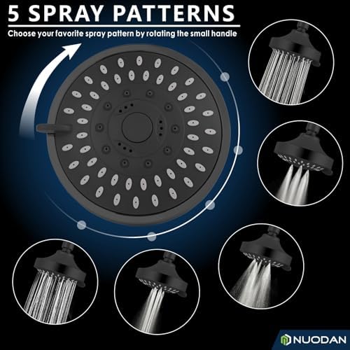 10 Pack High Pressure Shower Head - 5 Spray Modes Powerful Pressure Boosting Showerhead For Bathroom - High Flow Fixed Showerheads (Matte Black) - Image 2