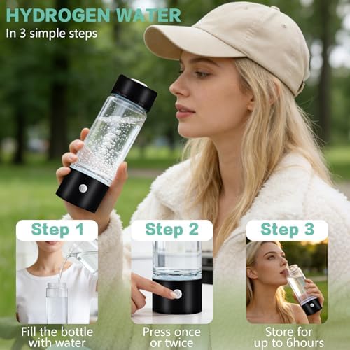 Hydrogen Water Cup Generator Up to 2400+ PPB SPE/PEM Hydrogen Water Filter BPA-Free for Water Bottles Home Office Fitness Travel Drinking USB-C Rechargeable Hydrogen Rich Water Maker - Image 4