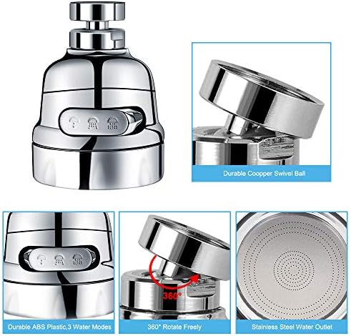 Faucet Sprayer Attachment, Rotate Swivel Water Saving Tap Aerator - Image 5