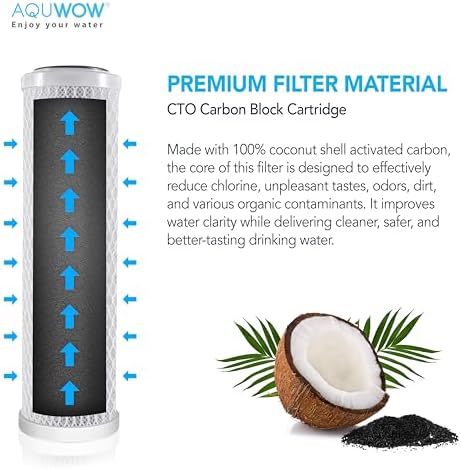 CTO10 5 Micron 2.5" x 10" Carbon Block Water Filter Set – Replacement Cartridges for Whole House and Under Sink Systems, Universal Standard Size (2, 10 x 2.5) - Image 4