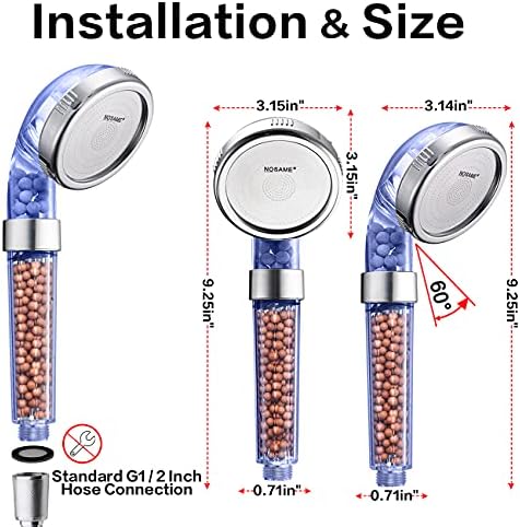 NOSAME Shower Head, Filter Filtration High Pressure Water Saving 3 Mode Function Spray Handheld Showerheads for Dry Skin & Hair - Image 6