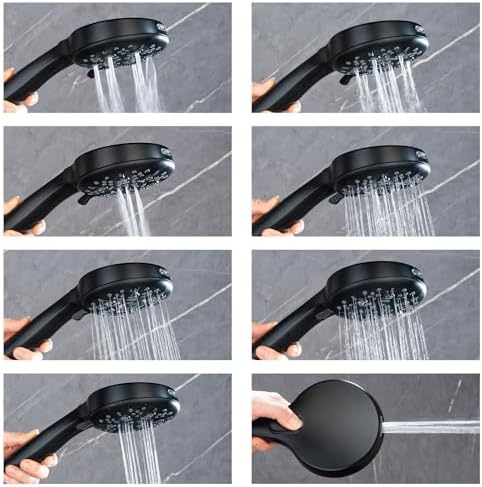 Joyrain Pressure-Boost Shower Head with 8 Settings & Spray Gun, 2-in-1 for High-Pressure Showering and Effortless Tub/Tile/Floor Cleaning, Meets US Standards (Matte Black) - Image 2