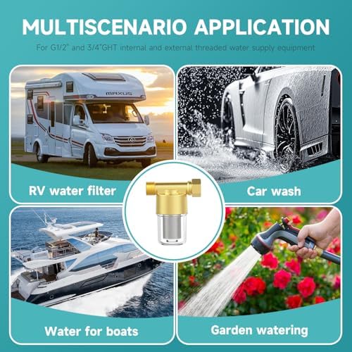 Washing machine water filter, capable of filtering out impurities of 40 microns in water, protecting household appliances. Suitable for water heaters and showers, (aurichalceous) - Image 4