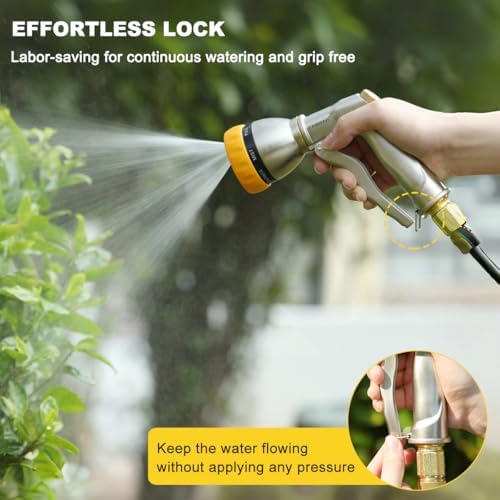 FANHAO Metal Garden Hose Nozzle Heavy Duty, 7 Adjustable Spray Patterns - Image 5