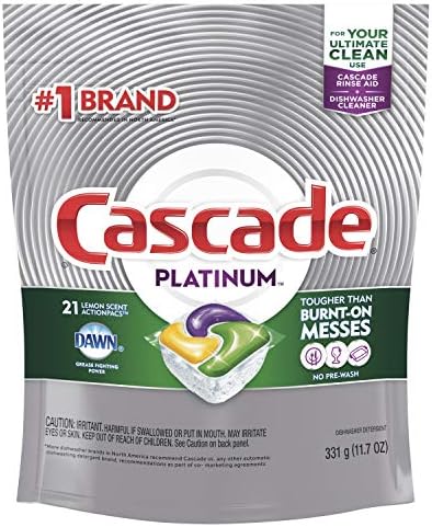 Cascade Platinum ActionPacs Dishwasher Detergent Lemon Scent, 21 ct (Pack of 5) by Cascade