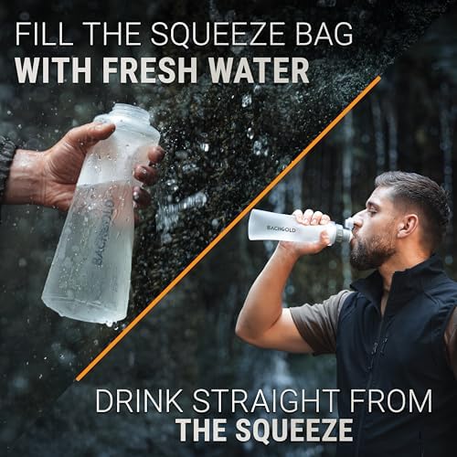 Bachgold Squeeze Filtered Water Bottle, Collapsible Portable Camping Filter - Image 3